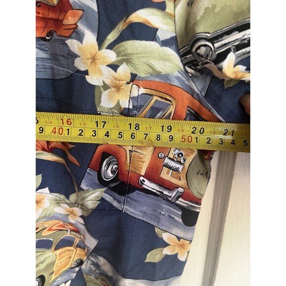 RJC Hawaiian Shirt Men's Small Blue Cars Hot Rod Surf Floral Vintage 90’s - Picture 14 of 14